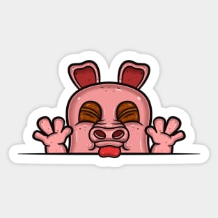 Pig Cartoon With Taunt Face Expression Sticker